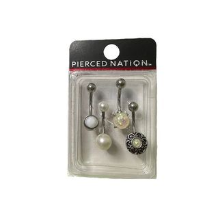 NEW Pierced Nation Opal Flower Belly Button Rings 4 Pack